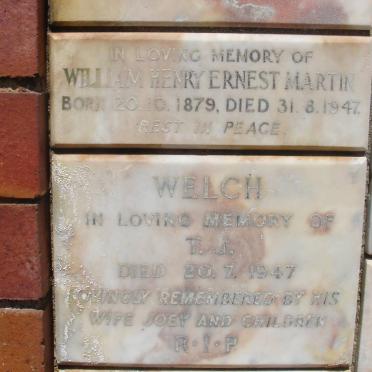 MARTIN William Henry Ernest 1879-1947 :: WELCH T.J. -1947