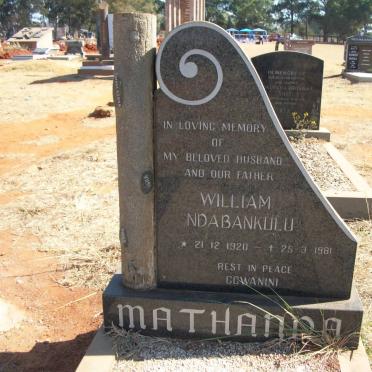 MATHANDA William Ndabankulu 1920-1981