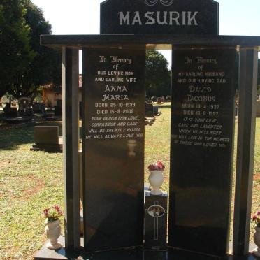 MASURIK David Jacobus  1937-1997 &amp; Anna Maria 1939-2008