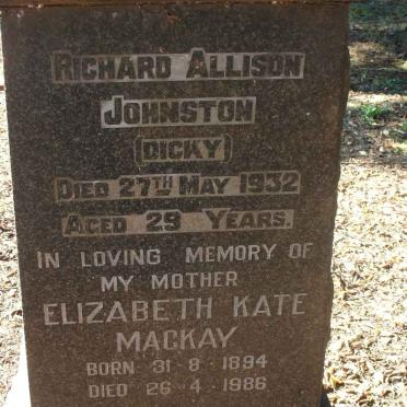 MACKAY Elizabeth Kate 1894-1986 :: JOHNSTON Richard Allison -1932