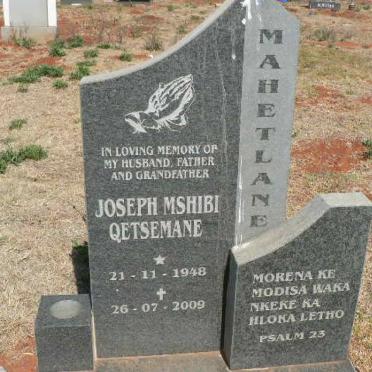 MAHETLANE Joseph Mshibi Qetsemane 1948-2009