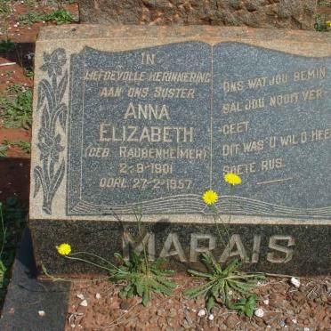 MARAIS Anna Elizabeth nee RAUBENHEIMER 1901-1957