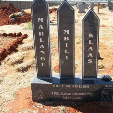 MAHLANGU Mbili Klaas 1954-2006