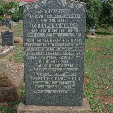 MARAIS David Jacobus 1887-1965 &amp; Louisa Maria 1891-1950