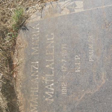 MATLALENG Mahlanzi Maria 1912-1971