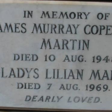 MARTIN James Murray Copeland -1948 &amp; Gladys Lilian -1969
