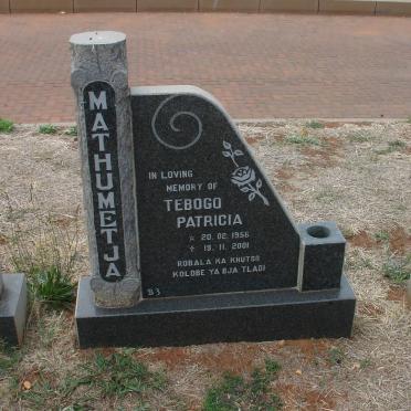 MATHUMETJA Tebogo Patricia 1956-2001