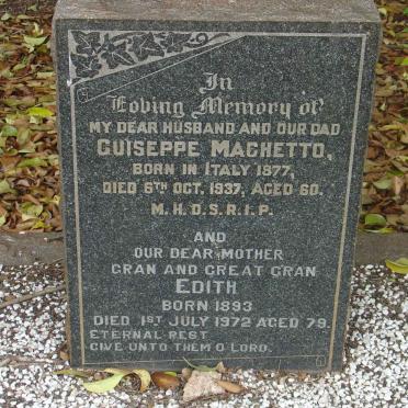 MACHETTO Guiseppe -1877 &amp; Edith 1893-1972
