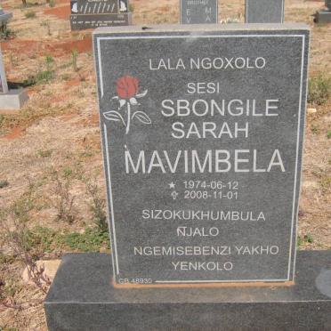 MAVIMBELA Sbongile Sarah 1974-2008