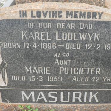 MASURIK Karel Lodewyk 1896-1964 :: POTGIETER Marie -1959