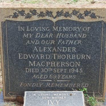 MACPHERSON Alexander Eward Thorburn -1945 &amp; Ivy 1896-1972