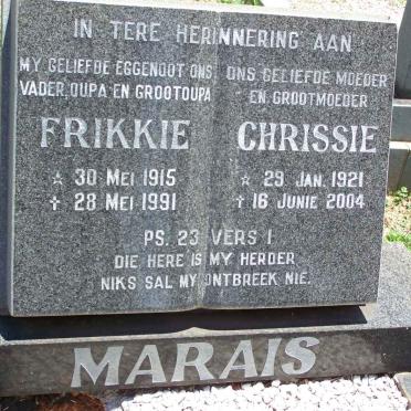 MARAIS Frikkie 1915-1991 &amp; Chrissie 1921-2004