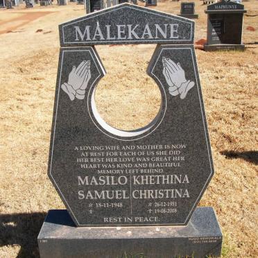 MALEKANE Masilo Samuel 1948- &amp; Khethina Christina 1951-2008