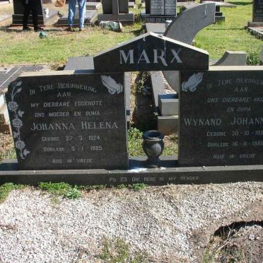 MARX Wynand Johannes 1923-1988 &amp; Johanna Helena 1924-1985