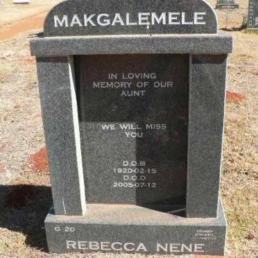MAKGALEMELE Rebecca Nene 1920-2005