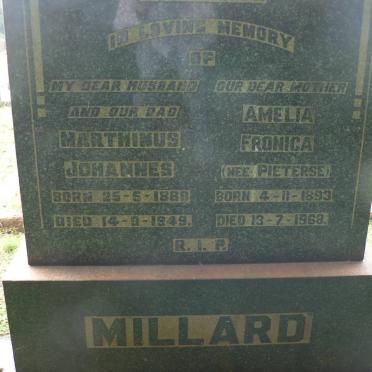 MILLARD Marthinus Johannes 1889-1949 &amp; Amelia Fronica PIETERSE 1893-1968