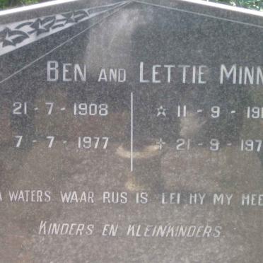 MINNIE Ben 1908-1977 &amp; Lettie 1913-1972