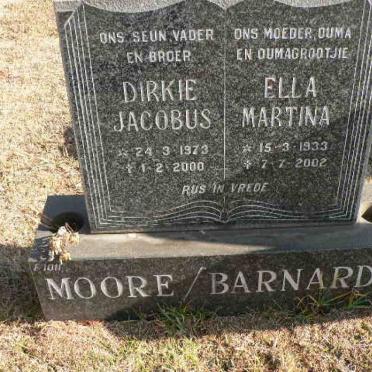 MOORE Dirkie Jacobus 1973-2000 :: BARNARDO Ella Martina 1933-2002