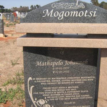 MOGOMOTSI Mathapelo Johannah 1971-2010
