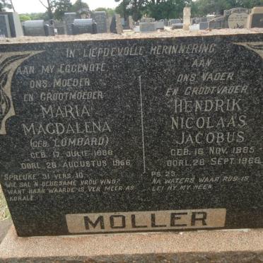 MOLLER Hendrik Nicolaas Jacobus 1885-1968 &amp; Maria Magdalena LOMBARD 1888-1958