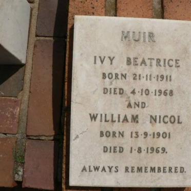 MUIR William Nicol 1901-1969 &amp; Ivy Beatrice 1911-1968