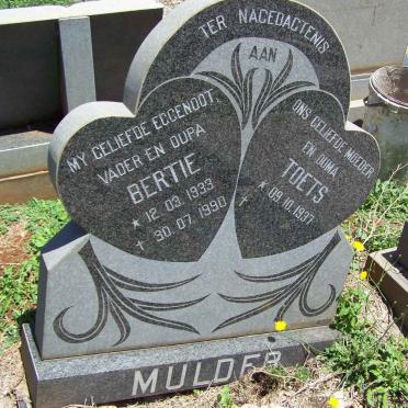 MULDER Bertie 1933-1990 &amp; Toets 1937-