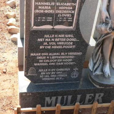 MULLER Hannelie Maria 1967-2010 :: Elizabeth Sophia Diederick 19?1-2012