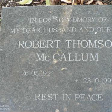 MC CALLUM Robert Thomson 1924-1999