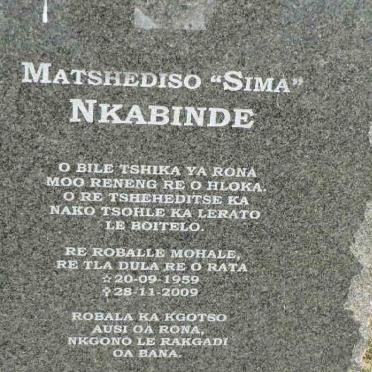 NKABINDE Matshediso 1959-2009