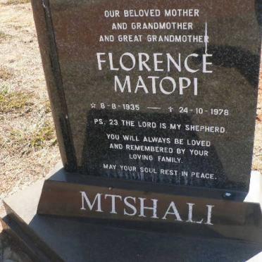 MTSHALI Florence Matopi 1935-1978