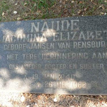 NAUDE Jacomina Elizabeth 1940-1982