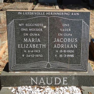 NAUDE Jacobus Adriaan 1906-1995 &amp; Maria Elizabeth 1913-1970