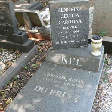 NEL Hendrina Cecilia Carolina nee PIEK 1904-1978 :: DU PREEZ Cornelia Juliana 1941-1989