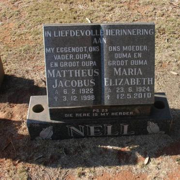 NELL Mattheus Jacobus 1922-1998 &amp; Maria Elizabeth 1924-2010