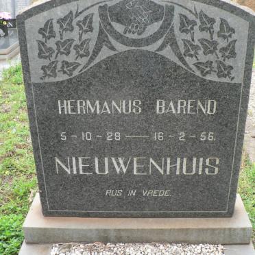 NIEUWENHUIS Hermanus Barend 1928-1956