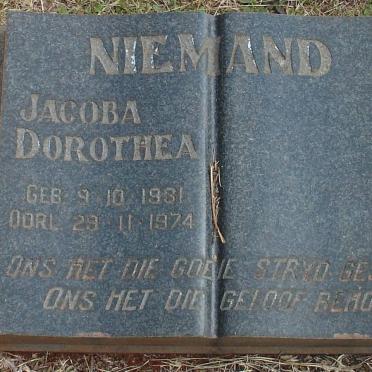 NIEMAND Jacoba Dorothea 1931-1974