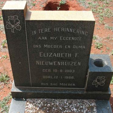 NIEUWENHUIZEN Elizabeth F. 1903-1966