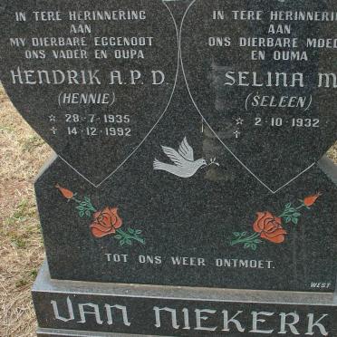NIEKERK Hendrik A.P.D., van 1935-1992 &amp; Selina M. 1922-