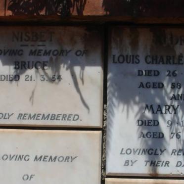 NISBET Bruce -1954 :: ALDRED Louis Charles Christian -1954 &amp; Mary Jane -1968