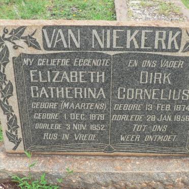 NIEKERK Dirk Cornelius, van 1874-1956 &amp; Elizabeth Catherina MAARTENS 1879-1952