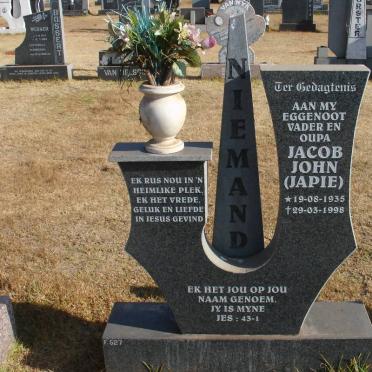 NIEMAND Jacob John 1935-1998
