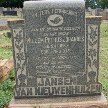 NIEUWENHUIZEN Willem Petrus Johannes, Jansen van 1887-1945