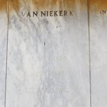 NIEKERK Ruth Julia Emma, van 1920-1987