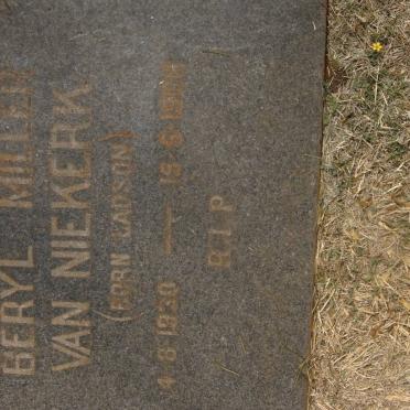 NIEKERK Beryl Miller, van nee LADSON 1930-1966
