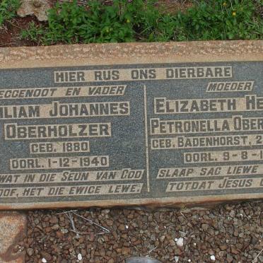 OBERHOLZER Giliam Johannes 1880-1940 &amp; Elizabeth Helena Petronella BADENHORST 1886-1941