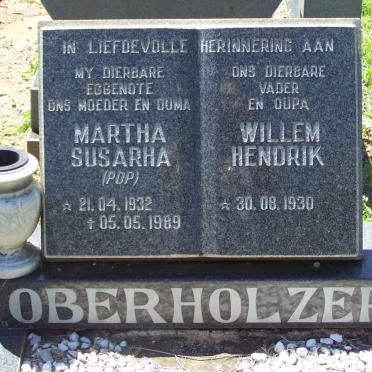 OBERHOLZER Willem Hendrik 1930- &amp; Martha Susarha 1932-1989