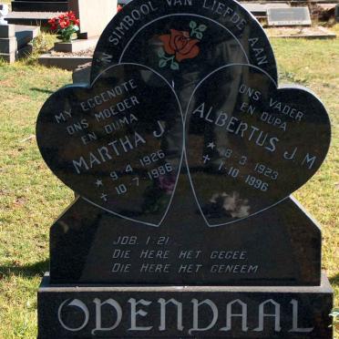 ODENDAAL Albertus J.M. 1923-1996 &amp; Martha J. 1926-1986