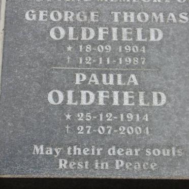 OLDFIELD George Thomas 1904-1987 &amp; Paula 1914-2004