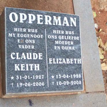 OPPERMAN Claude Keith 1927-2006 &amp; Elizabeth 1928-2008