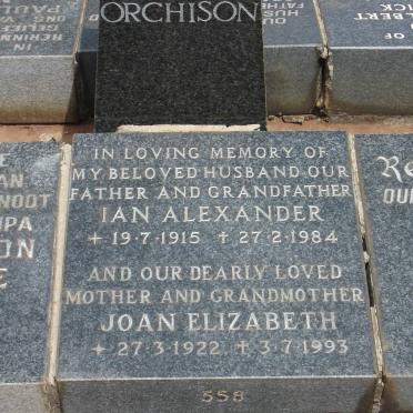 ORCHISON Ian Alexander 1915-1984 &amp; Joan Elizabeth 1922-1993